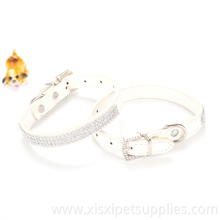 amazon hot selling New Arrival Pet PU Leather Shining Rhinestone Collars for Dogs